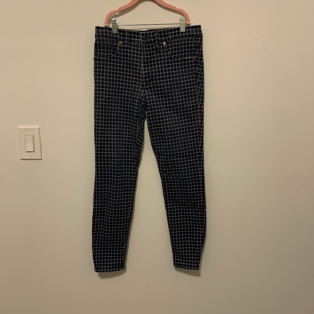 Madewell Windowpane Pattern High Rise Skinny Jean… - image 1